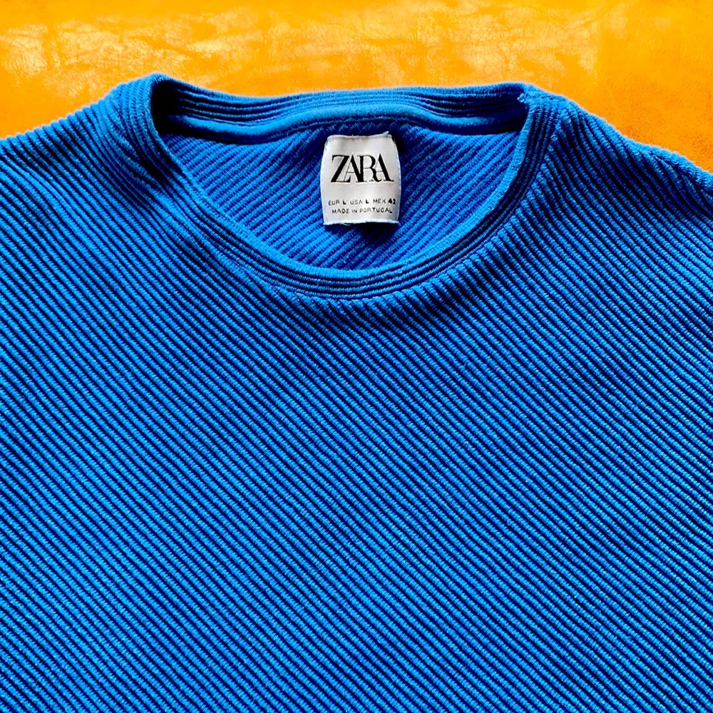 Blue ribbed sweater